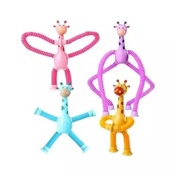 Cartoon Giraffe Stretch Toy: Interactive Suction Cup Keychain for Parent-Child Play
