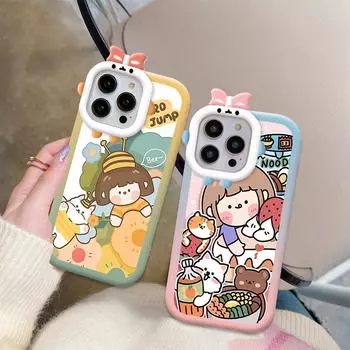 Cartoon Girl Pattern Phone Case Monster Lens Phone Shell Soft Protective Cover for Vivo Vivo S1