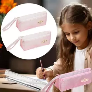 Cartoon Glossy Canvas Pen Bag Creative Pencil Case Durabke Stationery Organizer Middle School style 1