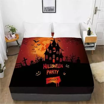Детская простыня на резинке с рисунком Хэллоуина с эластичной лентой, чехол для матраса, покрывало для детской вечеринки 135x200 Deep 30cm