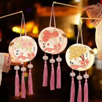 Cartoon Handheld Rabbit Lantern Ancient Style LED Glowing Lantern Mid Autumn Festival Style A
