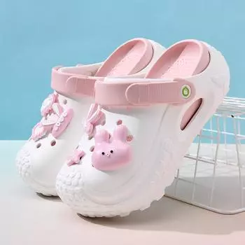 Cartoon hole shoes, non-slip, anti-foot odor, non-grinding feet, women wear thick-soled height-enhancing cool slippers, summer slippers 35-36