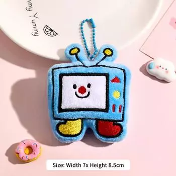 Cartoon Home Appliances Plush Toy Keychain Telephone Tv Cake Soft Stuffed Doll Pendant Car Key Ring Backpack Bag Decor Kid Gift