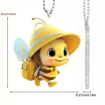 Cartoon Honeybee Charming Acrylic Car Pendant Cute Bumblebee Hanging Decor For Cars