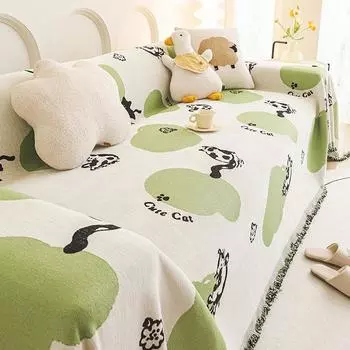 Cartoon Ins Style Sofa Towel Cover Cloth Chenille Anti-Scratching Sofa Cover Universal Cover Four Seasons Universal Non-Slip Cover Towel 180*130cm