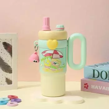 Cartoon Insulated Cup 850ml Thermal Bottle Creative Drinkware Birthday Gift