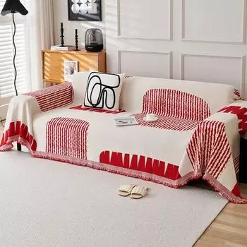 Cartoon Jacquard Soft Cover Sofa Towel Blanket with Exquisite Tassels Throw Blankets for Living Room Outdoor Camping Picnic Mat 180x130cm