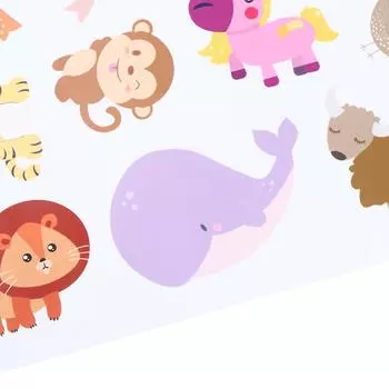 Cartoon Jungle Wild 26 Letters Alphabet Animals Wall Stickers Kids Wall Decal