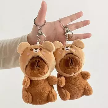 Cartoon Kapibara Plushies Pendant Kawaii Bear Hood Keychain Hanging Accessory capybara