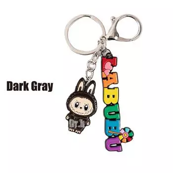 Cartoon Labubu Series Metal Key Rings Bag Pendant Key Buckle Ornaments Car Accessories темно-серого