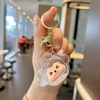 Cartoon Lamb Quicksand Bottle Keychain Cute Acrylic Keychain Pendant Kawaii Exquisite Backpack Decoration Accessories Gifts