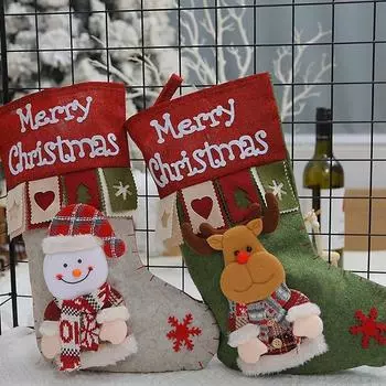 Cartoon Large Christmas Stockings Santa Claus Snowman Elk Large Capacity Christmas Socks Cute Exquisite Candy Gift Bags other