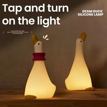 Cartoon Led Night Light Rechargeable Bedside Table Lamp for Bedroom Nursery Birthday Kid Gifts USB Cute Duck Silicone Nightlight