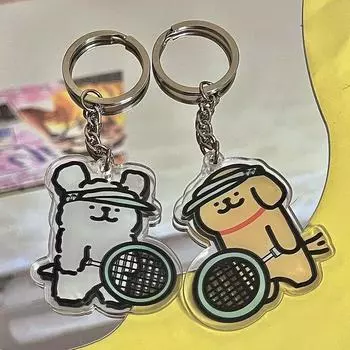 Брелок для ключей Cartoon Line Puppy Play Badminton Series, школьный портфель, украшения, аксессуары, подарки