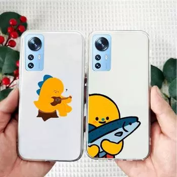 Cartoon Little Dinosaur Cute Hand Drawns Phone Case For Xiaomi 12 10 11 Redmi 10X 9T Note 10S 9 8 Pro Transparent Cover Redmi 8