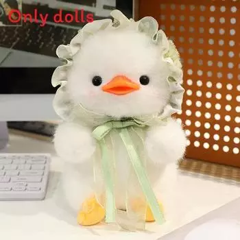 Cartoon Lolita Duck Plush Doll Wearing Hats And Bow Decorations For Gift Kids