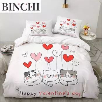 Cartoon Love Cats Bedding Set Animal 3d Bed Linen Quilt Duvet Cover Sets Home Textile Decor Twin Single Queen King Size Fashion 70x133cm 2pcs