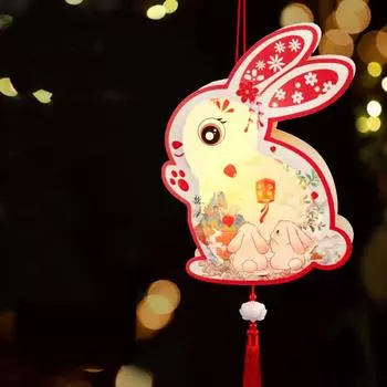 Cartoon Mid-Autumn Festival Lantern Glowing Lantern DIY Material Package Rabbit Lanterns Gifts Style D