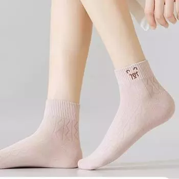Cartoon Mid-Calf Tube Socks Embroidery Women s Short Socks Fashion Bear Ankle Socks Women s 10pairs Style A