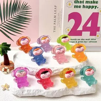 Cartoon Mini Luminous Doll Figurine Micro Landscape Ornaments Miniatures Home Decoration Cute Car Interior Desktop Accessories