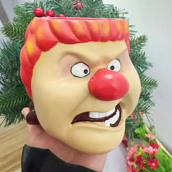 Cartoon Miser Planter Pot Resin Red Blue Face Flowerpot Indoor Outdoor Cactus синий