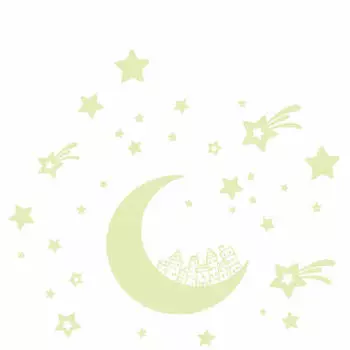 Мультфильм Луна Звездный город светится в темноте светящаяся флуоресцентная наклейка на стену Декор