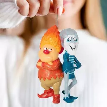 Cartoon Movie Figures Pendant Resin Christmas Hanging Ornament Snow Miser Heat Miser Pendant Gift