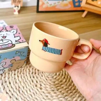 Cartoon Mug Ceramic Cup Coffee Milk Cup Cute Ceramic Breakfast Birthday Souvenir Couple Gift 280ml