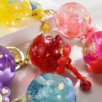 Мультяшный масляный подвесной брелок в виде колокольчика ветра для пары, подвеска на сумку для автомобиля, аксессуары для ключей фиолетовый