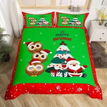 Cartoon Owl Duvet Cover Set Cute Kawaii Animals for Kids Girls Bedding Set King Queen Single Twin Size Polyester Comforter Cover 135x200cm 2pcs