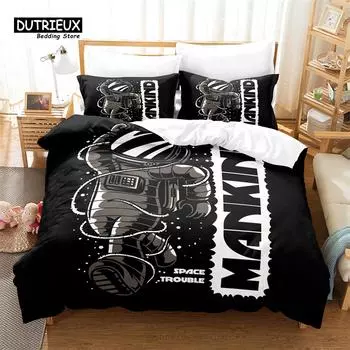 Cartoon Pattern Bedding Set, 3Pcs Duvet Cover Set, Soft Comfortable Breathable Duvet Cover, For Bedroom Guest Room Decor EU single(135x200cm)