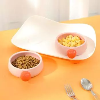 Cartoon Pet Feeding Double Bowls Anti-Slip Dog Food Basin Pet Drinking Feeder Kitten Puppy Style 4