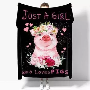 Cartoon Pig Print Flannel Blanket Sofa Nap Blanket Sheet Bedspread Blanket 70x100cm