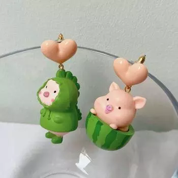 Cartoon Pig Stud Earrings Fun Piggy Dangle Earrings Delicate Pig Drop Earrings Party жёлтый