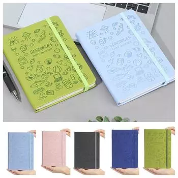 Cartoon Plain Ruling Hand Ledger with Strap Notepad Simplified Office Notebook Office Supply pink-A5