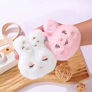 Cartoon Plush Bunny Doll Keychain Soft Stuffed Keyring Car Key Holder Cute Backpack Pendant Bag Hanging Decoration Couple Gifts розовый