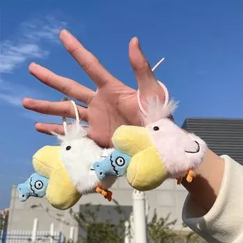 Cartoon Plush Doll Key Chain Soft Cartoon Bag Charms Soft Beanie Eyes Animal Pendant Gift Style E