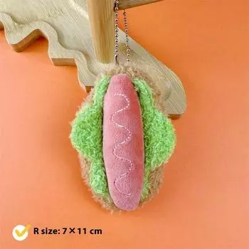 Cartoon Plush Hamburger Cake Sandwich Keychain Simulated Food Keyring Bag Pendant Creative Backpack Hanging Decoration Gifts