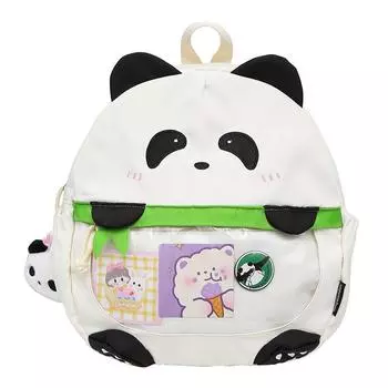 Cartoon Plush Panda Backpack With Bring The Same Panda Pendant For Children M