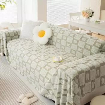 Cartoon Plush Sofa Cover Towel Anti-Scratching Thick Warm Autumn and Winter Sofa Cushion Cover Universal Leather Blanket Full Covered 180*130cm