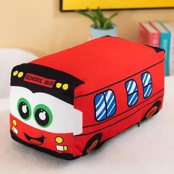 Cartoon Print Car Bus Pillow Plush Toy Children S Doll Birthday Gift Boy Rag Doll 20cm0.1kg красный