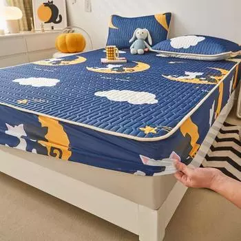 Cartoon Print Latex Single Bed with Elastic 360 Wrap Without Pillowcase Bedspread Large Size Sheet Cover Cool But Not Freezing 150x200x25cm1pcs