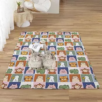 Cartoon Print Pet Sofa Cushion Anti Slip Guinea Pig Cage Mat For Cats Rabbits Bunny Hamsters M-Style B