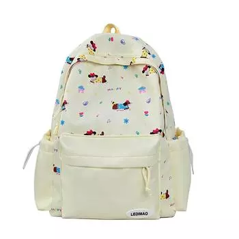 Cartoon Print Student Schoolbag Women s College Large Capacity Backpack жёлтый