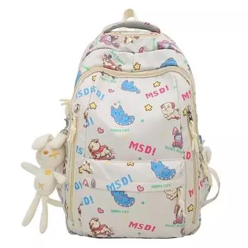 Студенческий школьный рюкзак с мультяшным принтом, женский портативный рюкзак для компьютера большой емкости, детский рюкзак для девочек розовый