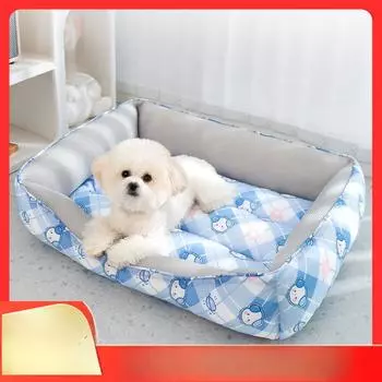 Cartoon Printed All-over Breathable Soft Bed Four-season Kennel Dog Kennel Cat Kennel Raised Pillow Neck Protector Spring and Summer Pet Supplies M 40*50cm