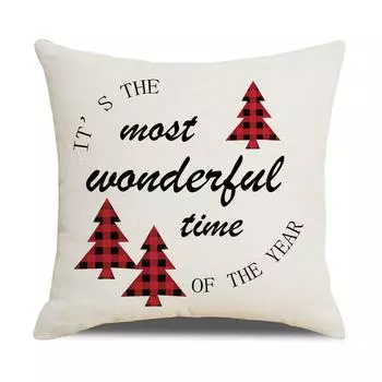 Cartoon Printed Linen Pillow Cover Home Christmas Series Sofa Cushion Cover Cushion Cover Does Not Include Pillow Core 45*45cm