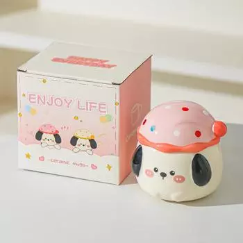 Cartoon Puppy Cute Mug with Lid Office Drinking Water Cup Couple Girl Water Cup Souvenir Gift Cup Coffee Cup 301-400ml