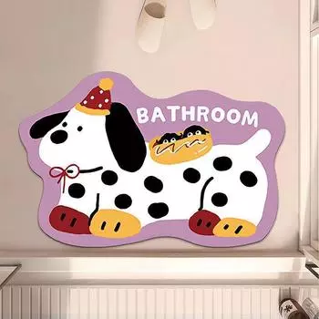 Cartoon Puppy Diatom Mud Water Absorption Floor Mat Bathroom Floor Mat Household Entrance Door Mat Bathroom Foot Mat 50 * 80cm