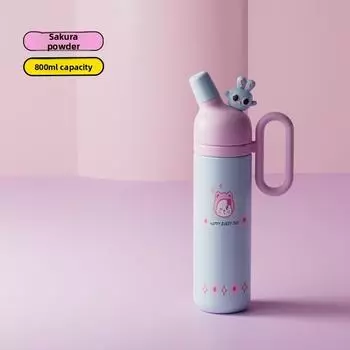 Cartoon Rabbit Pattern Insulation Mug With Handle For Office And Travel Use